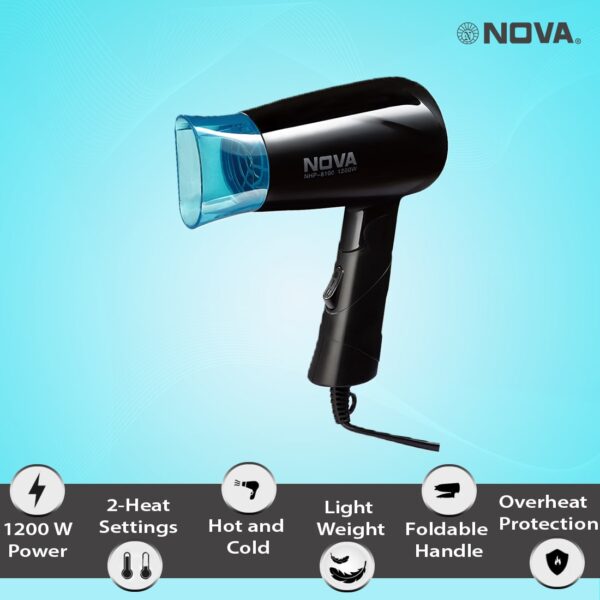 Nova Silky Shine Hot And Cold Foldable NHP 8100/05 Hair Dryer - Image 2