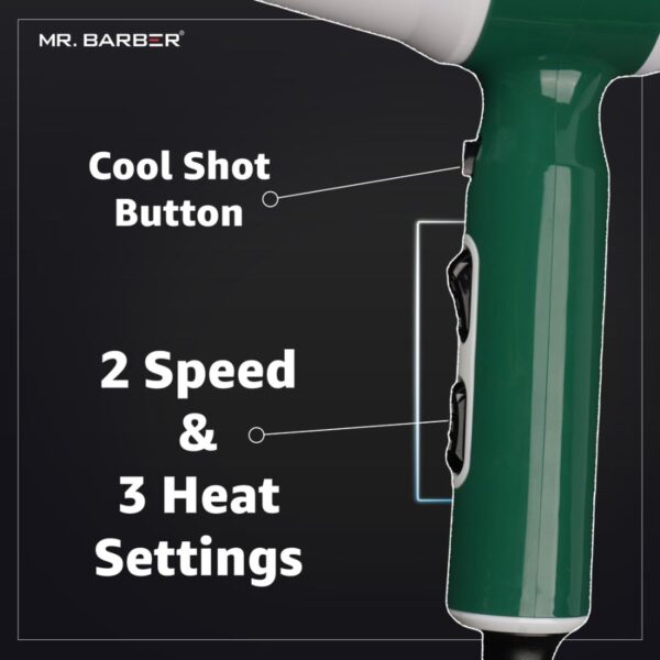 Mr. Barber Air Force 2800 Hair Dryer 2000W | Powerful AC Motor. Fast Drying. Heat Protection. Professional Salon Hair Dryer (MB-AFG) - 1 Piece - Image 2