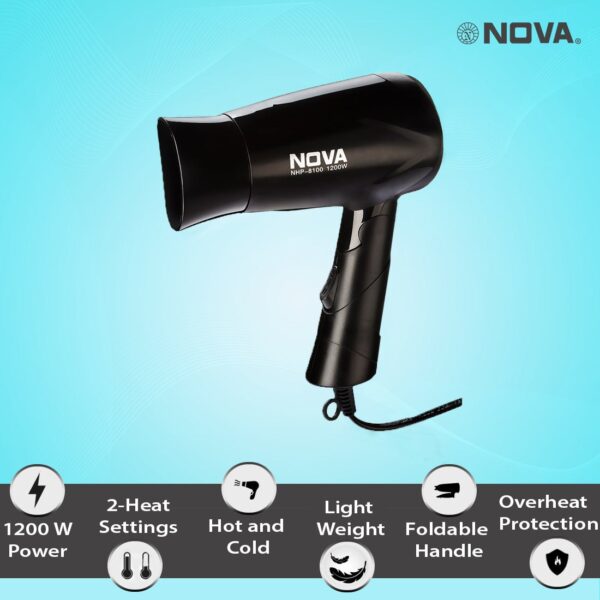 Nova Silky Shine Hot And Cold Foldable NHP 8100 Hair Dryer - Image 2