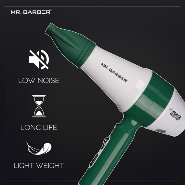 Mr. Barber Air Force 2800 Hair Dryer 2000W | Powerful AC Motor. Fast Drying. Heat Protection. Professional Salon Hair Dryer (MB-AFG) - 1 Piece - Image 3