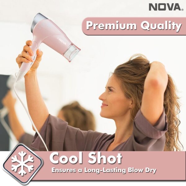 Nova Premium Silky Shine Hot And Cold Foldable NHP 8202 Hair Dryer - Image 3