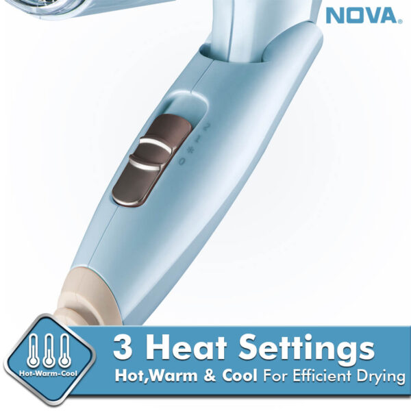 Nova Premium Silky Shine Hot And Cold Foldable NHP 8203 Hair Dryer - Image 4