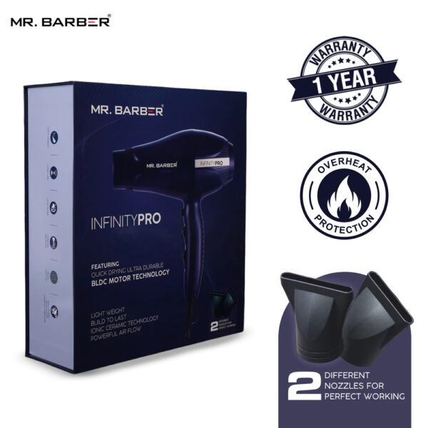 Mr. Barber Infinity Pro BLDC Hair Dryer 2000W | Fast Drying. Low Noise. Lightweight Professional Salon Hair Dryer (MB-INF) - 1 Piece - Image 6