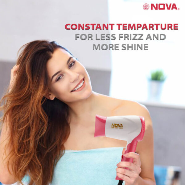 Nova Silky Shine 1400 w Hot and cold Foldable NHP 8104 Hair Dryer - Image 3