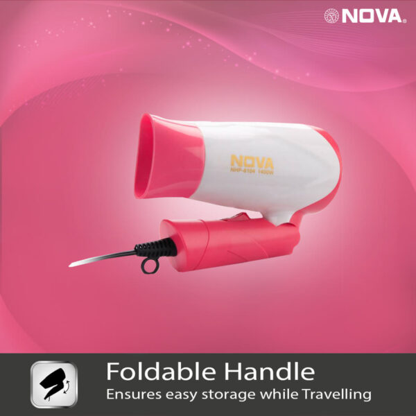 Nova Silky Shine 1400 w Hot and cold Foldable NHP 8104 Hair Dryer - Image 4