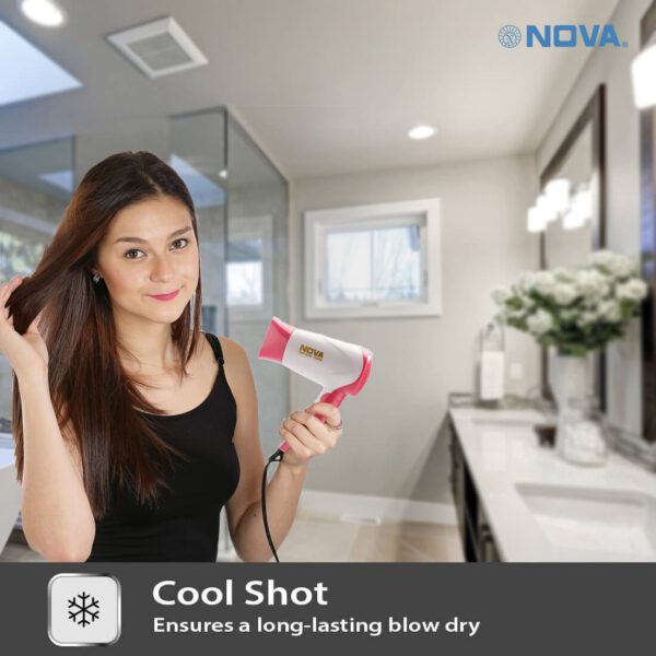 Nova Silky Shine 1400 w Hot and cold Foldable NHP 8104 Hair Dryer - Image 5
