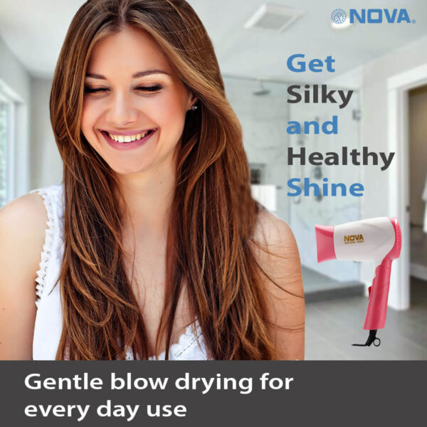Nova Silky Shine 1400 w Hot and cold Foldable NHP 8104 Hair Dryer - Image 6
