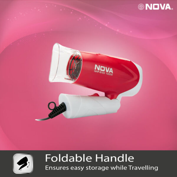 Nova Silky Shine 1300 w Hot and cold Foldable NHP 8103 Hair Dryer - Image 4