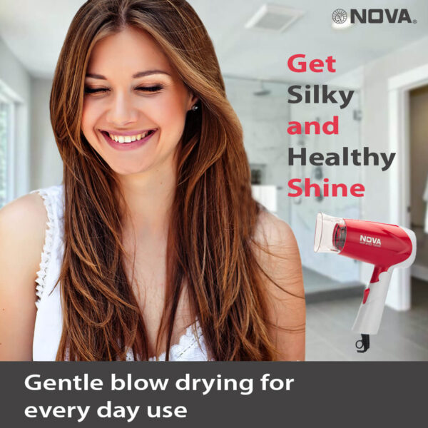 Nova Silky Shine 1300 w Hot and cold Foldable NHP 8103 Hair Dryer - Image 5