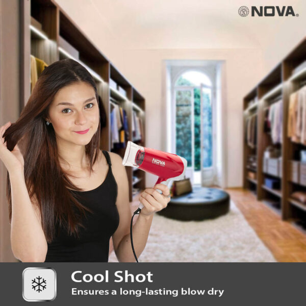 Nova Silky Shine 1300 w Hot and cold Foldable NHP 8103 Hair Dryer - Image 8