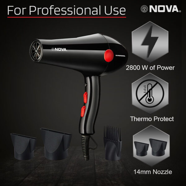 Nova Professional NHP 8215 Hair Dryer Red - Image 2