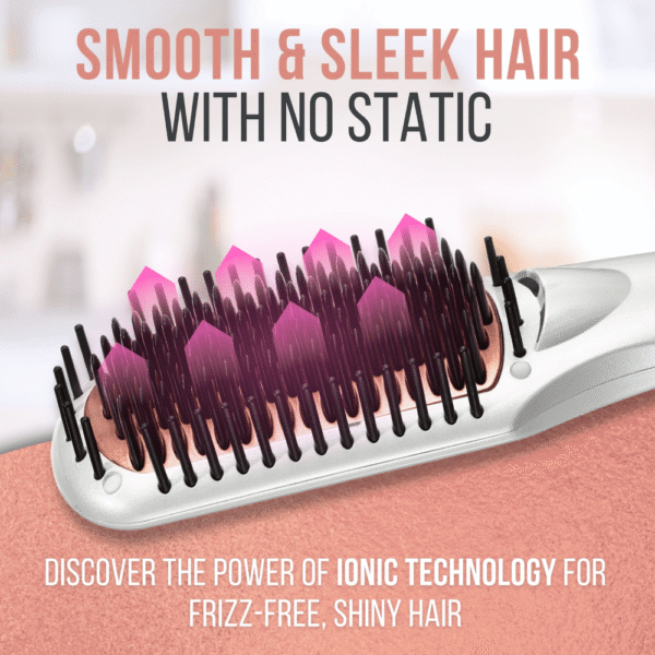 Hair Dryer Brush Deluxe Hair Straightener Brush - Rose Gold - Image 3