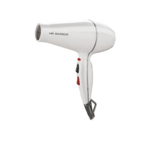 Mr. Barber MB-AMW Airmax with 2 Air Flow Detachable Nozzles Turbo Motor Powerful Professional Hair Dryer For Styling & Dressing 2400 Watts (White) - 1 Piece